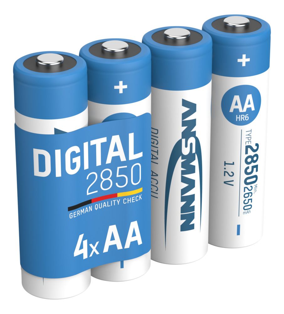 Ansmann AA Nickel Metal Hydride Rechargeable AA Battery, 2.85 Ah, 1.2 V - Pack of 4