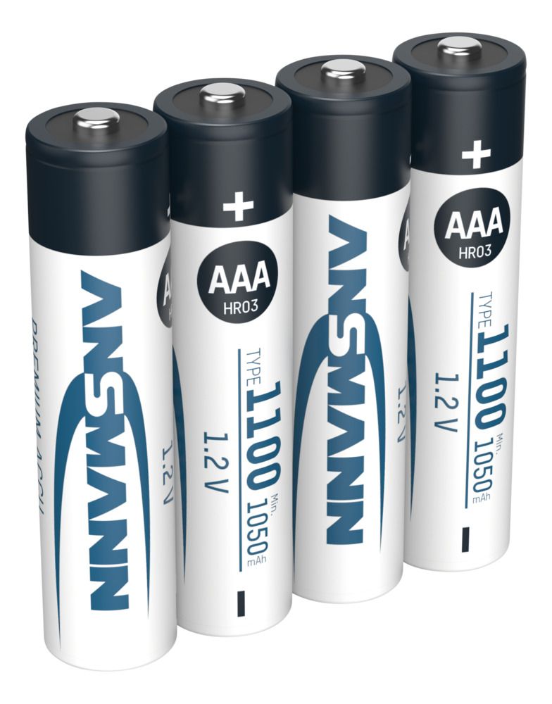 5035232 Ansmann Nickel Metal Hydride Rechargeable AAA Battery, 1.1 Ah, 1.2 V