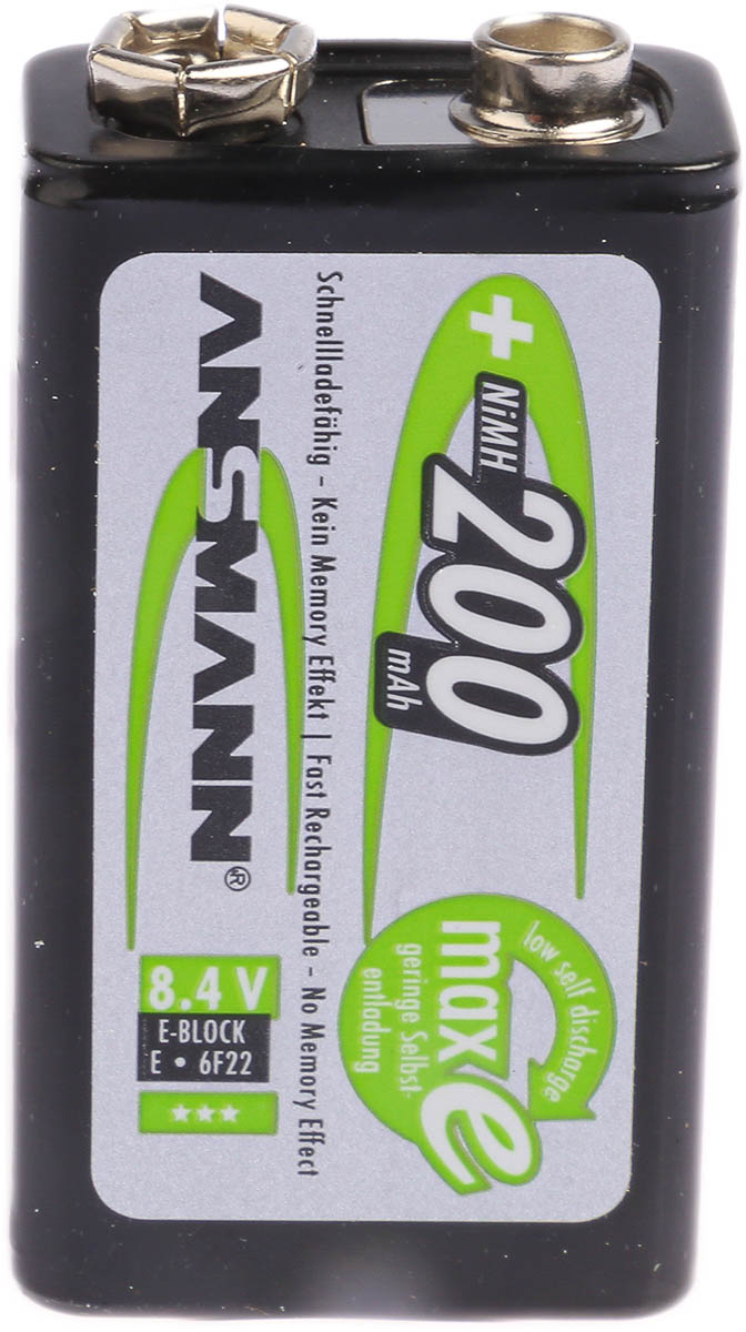 Ansmann 200 mAh NiMH 9V Rechargeable Battery