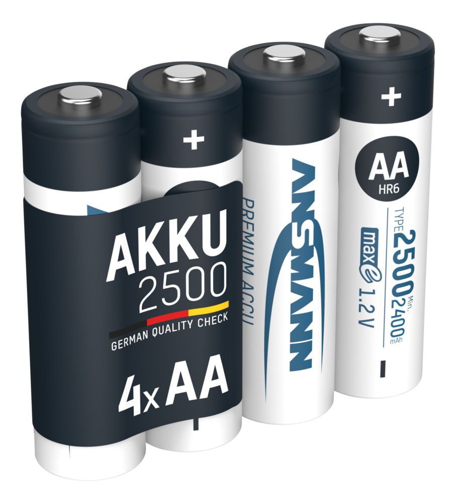 Ansmann Ansmann MaxE AA Nickel Metal Hydride Rechargeable AA Battery, 2.5 Ah, 1.2 V - Pack of 4