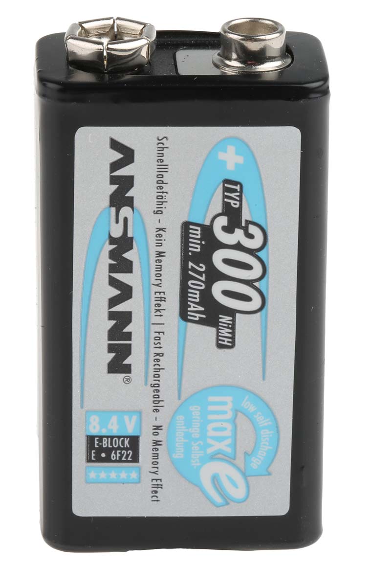 Ansmann 300 mAh Nickel Metal Hydride 9V Rechargeable Battery