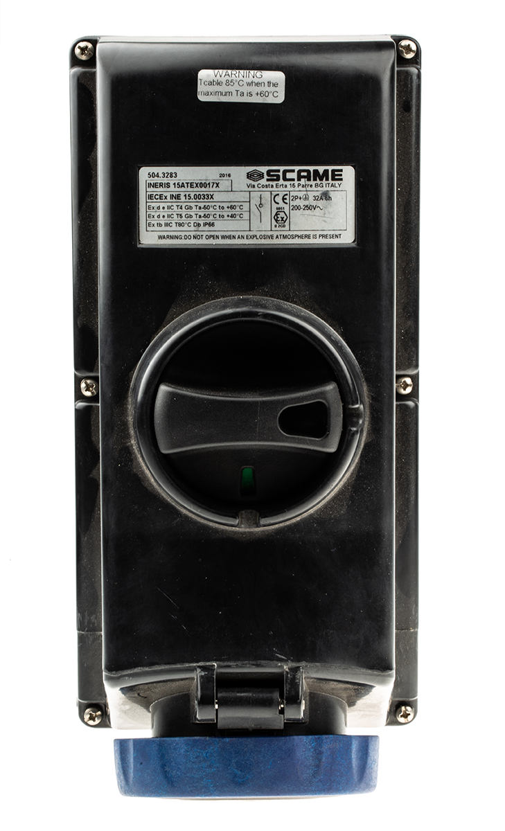 Scame, ADVANCE GRP IP66 Blue Power Connector, Surface Mount, 2P+PE, Rated At 32A, 250V