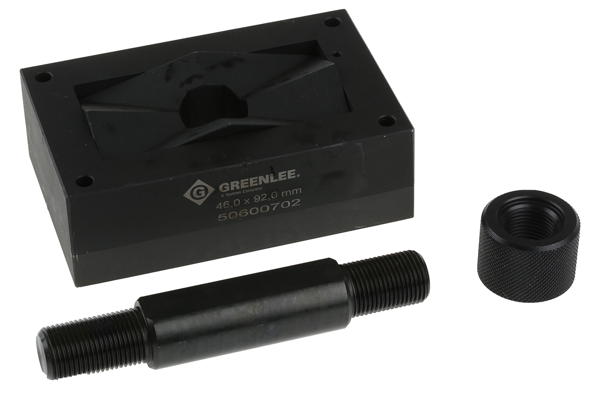 Greenlee Punch & Die Set, 46 x 92 mm, Rectangular, Pump Hydraulic Drivers, Battery Driver, Ram, Manual with A Wrench