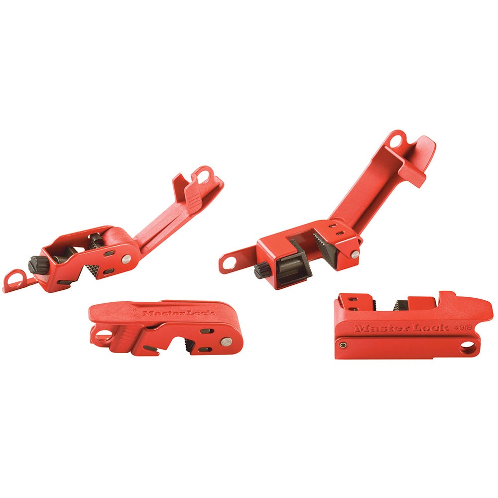 Master Lock Red Lockout Powder Coated Steel, Reinforced Polymer Circuit Breaker Lockout
