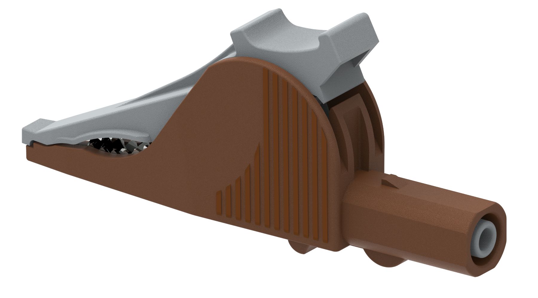 Electro PJP Alligator Clip, Nickel Plated Steel Contact, Brown