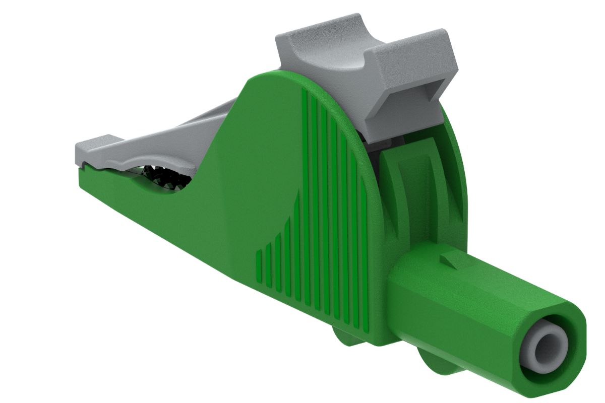 Electro PJP Alligator Clip, Nickel Plated Steel Contact, Green