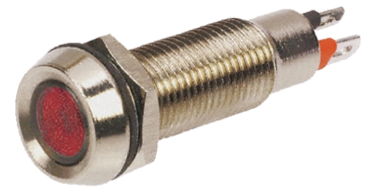 Marl 508 Series Panel Mount LED Indicator, Red Panel Mount Indicator, Solder Tab Termination 12V dc 19 mA, IP67, 8.1 mm