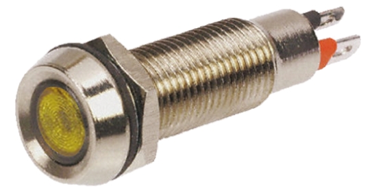Marl 508 Series Panel Mount LED Indicator, Yellow Panel Mount Indicator, Solder Tab Termination 24V dc 20 mA, IP67, 8.1