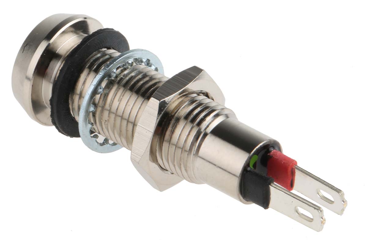 508-532-21 Marl 508 Series Panel Mount LED Indicator, Green Panel Mount Indicator, Solder Tab Termination 12V dc 20 mA, IP67, 8.1