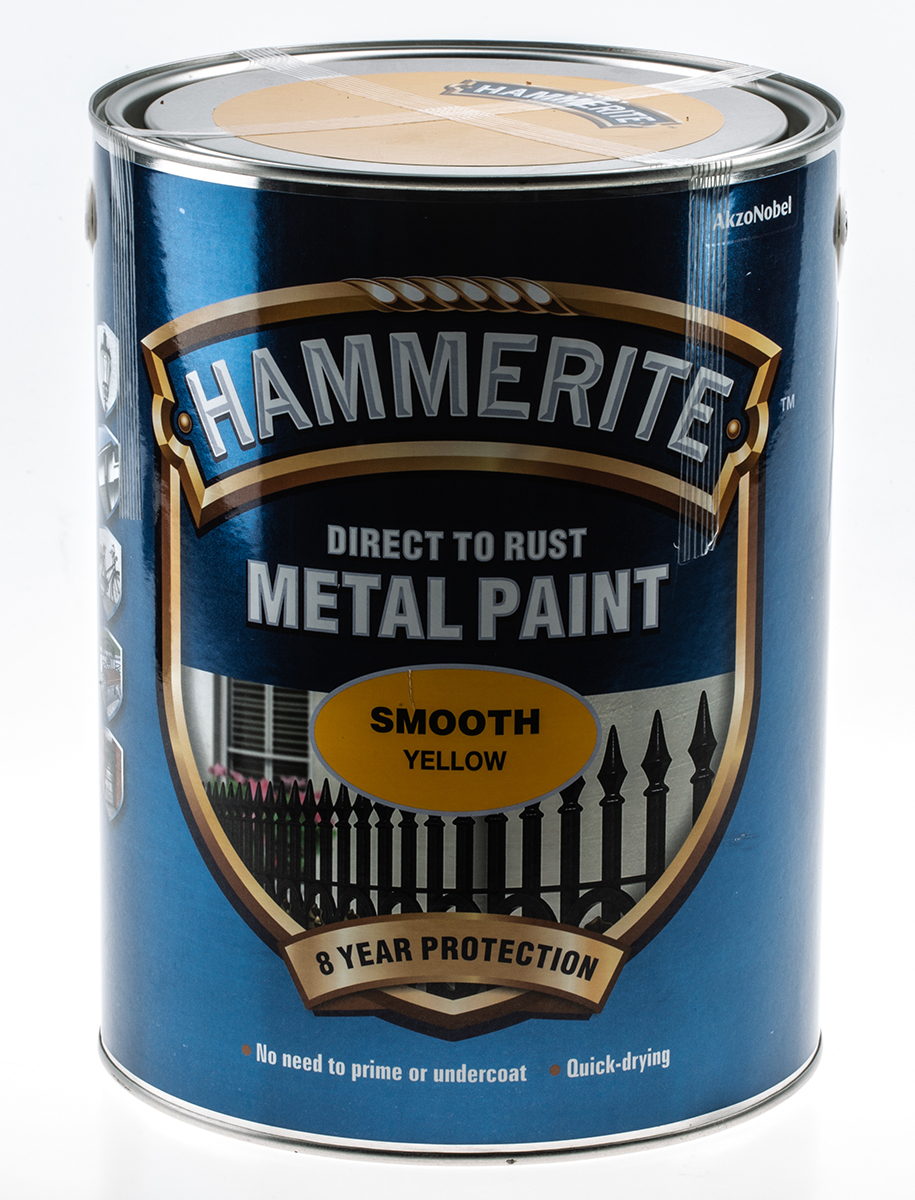 Hammerite Direct to Rust Paint in Smooth Yellow, 5 L