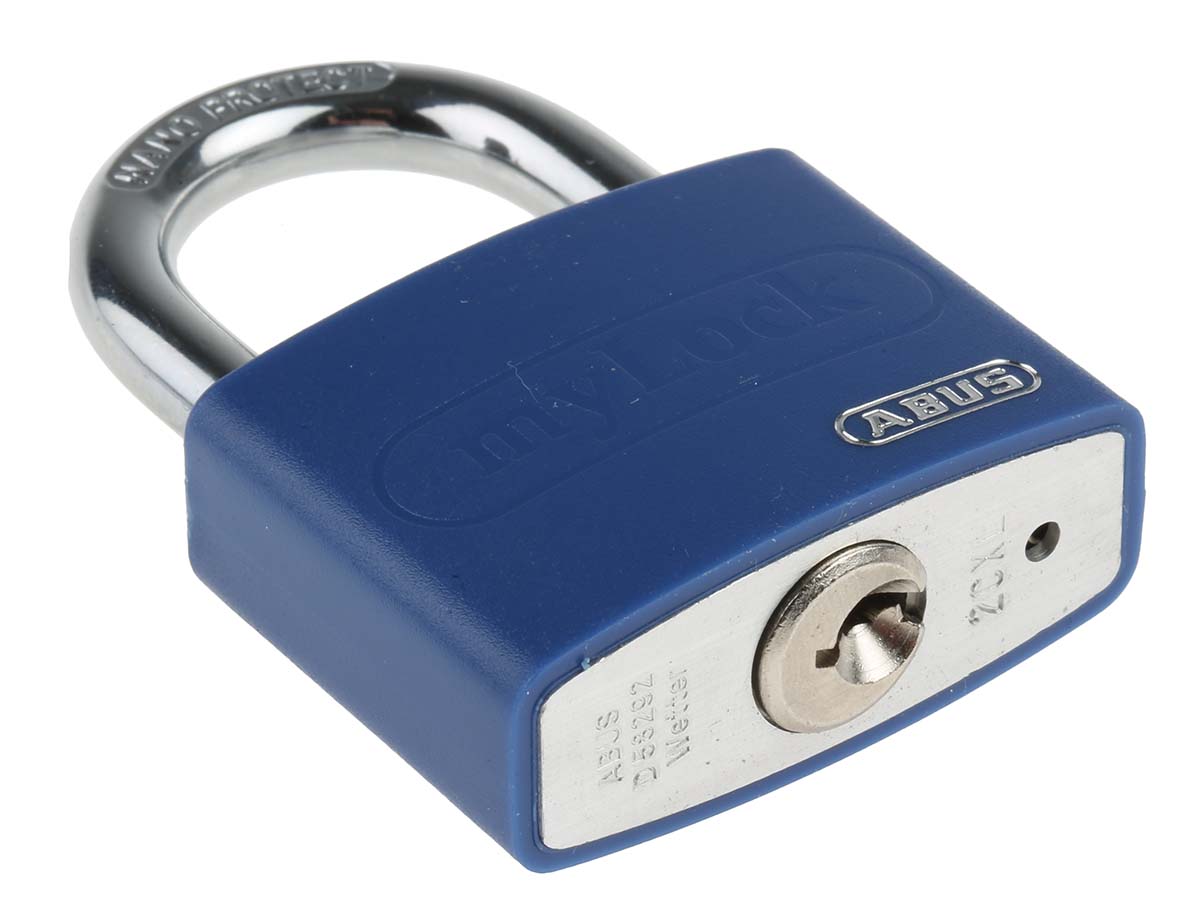 50867-t65al40-blue ABUS Key Aluminium, Steel Safety Padlock Weatherproof, 6.5 mm Shackle, 4 mm Body