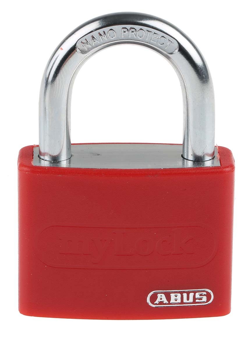 50870-t65al40-red ABUS Key Steel, Aluminium Safety Padlock Weatherproof, 6.5 mm Shackle, 4 mm Body