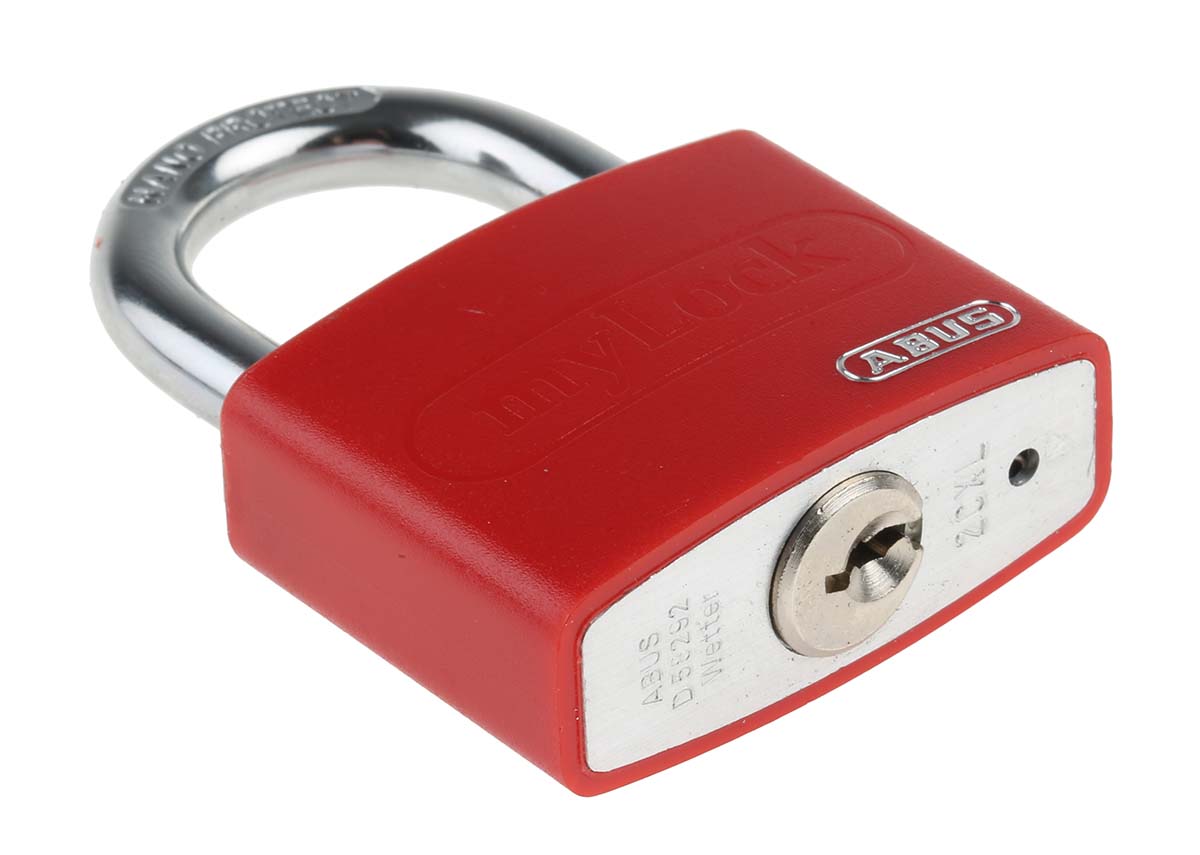 50870-t65al40-red ABUS Key Steel, Aluminium Safety Padlock Weatherproof, 6.5 mm Shackle, 4 mm Body