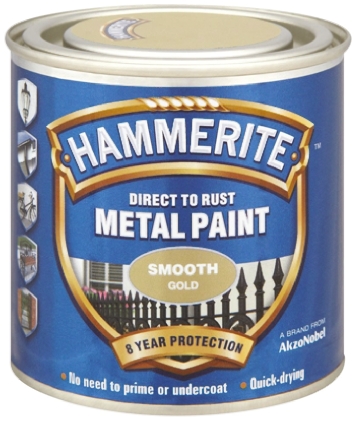 Hammerite Direct to Rust Paint in Smooth Gold, 750 ml