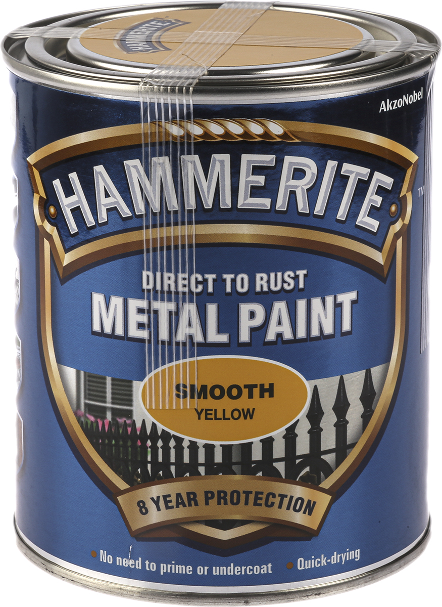 Hammerite Direct to Rust Paint in Smooth Yellow, 750 ml
