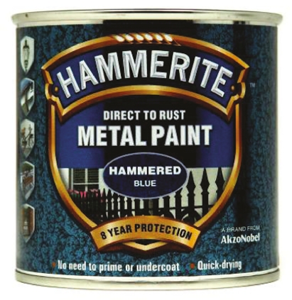 Hammerite Direct to Rust Paint in Hammered Blue, 250 ml