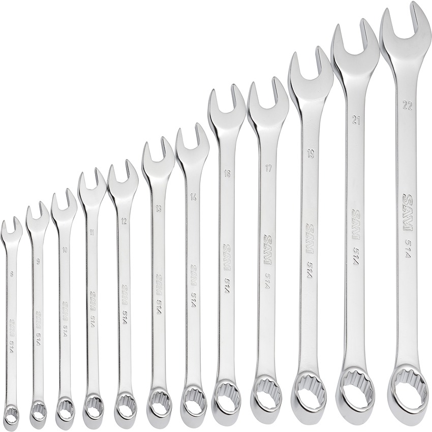 SAM 12-Piece Combination Spanner Set, 8 To 19 mm, Chrome Vanadium Steel