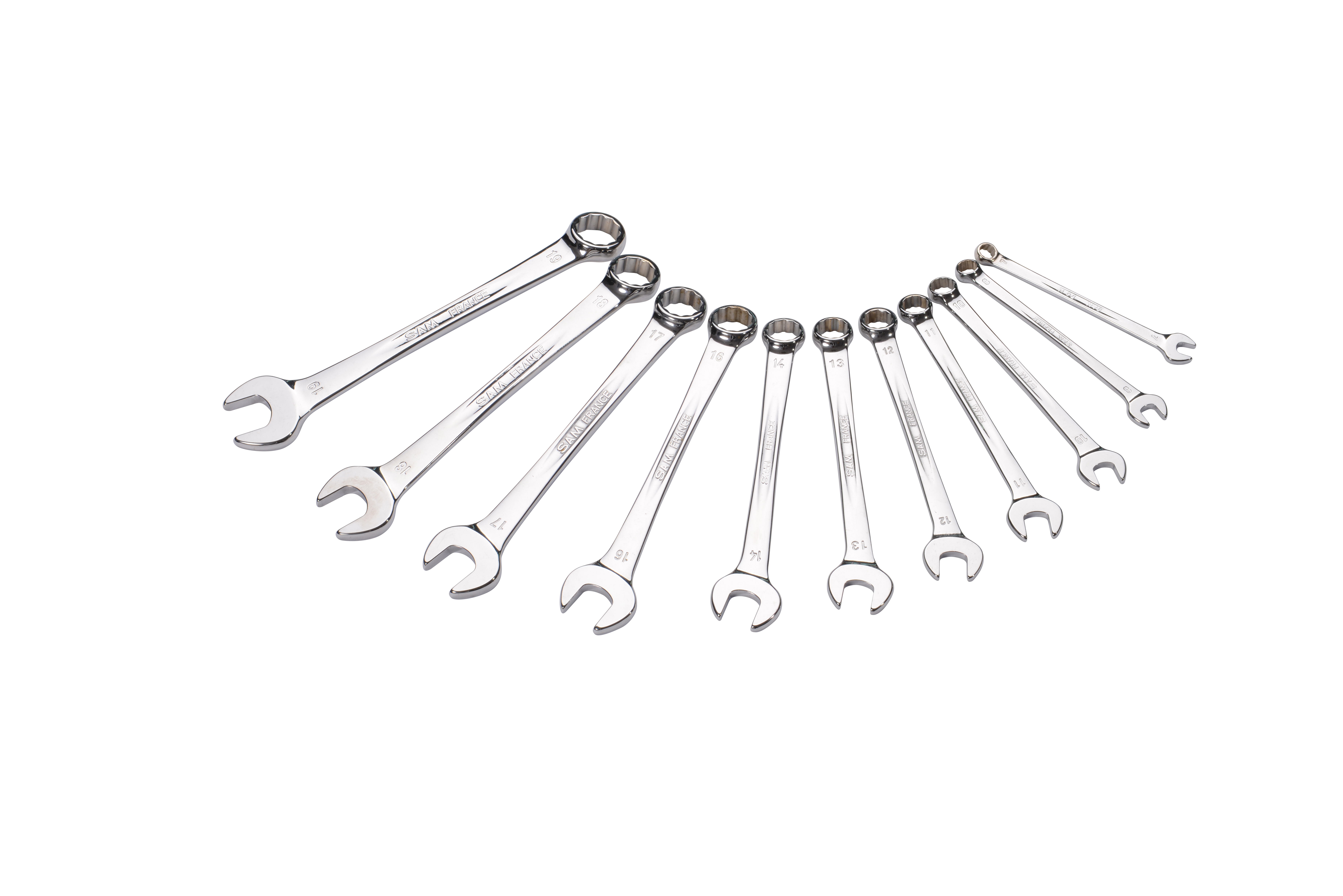 SAM 11-Piece Combination Spanner Set, 7 to 19 mm