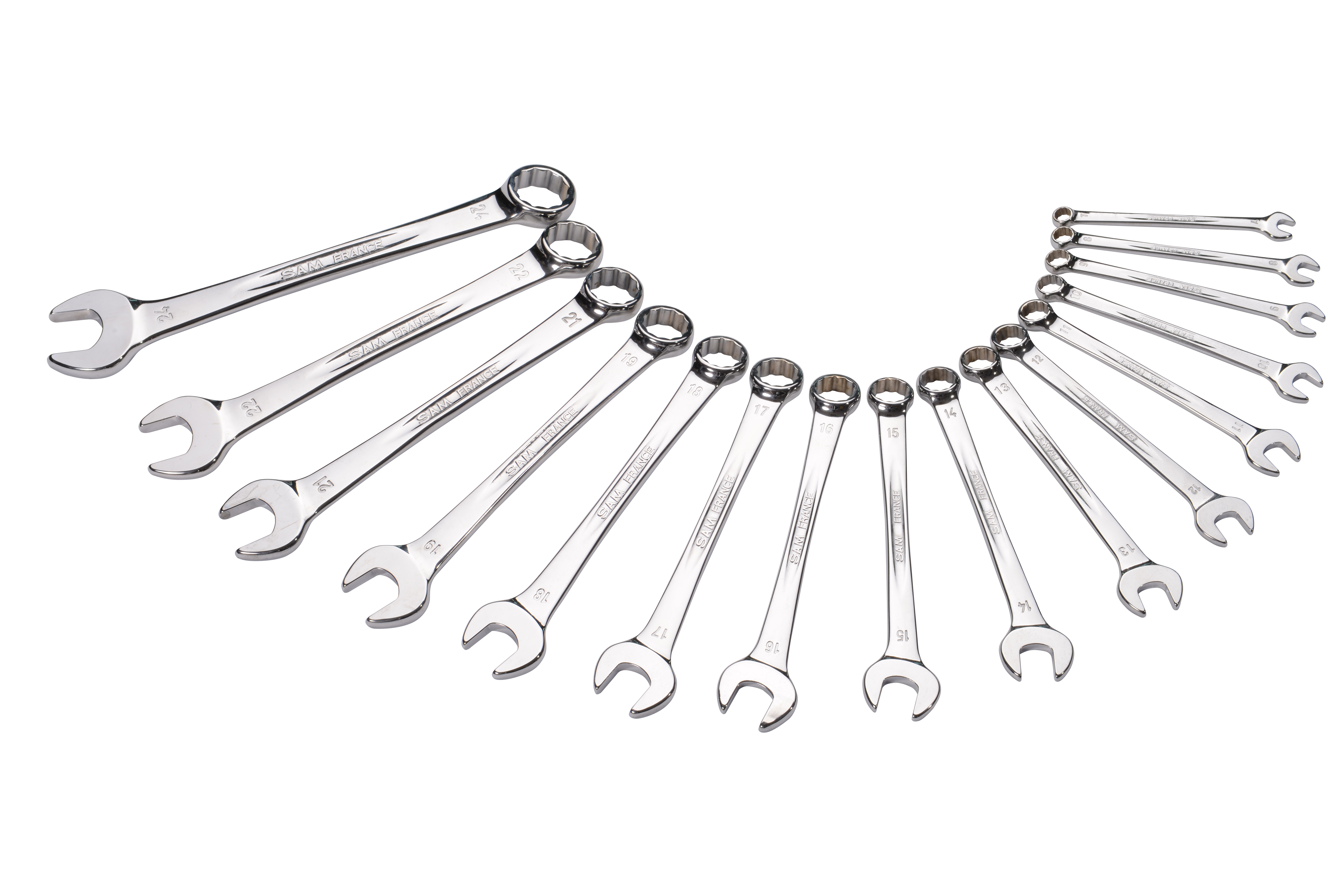 SAM 16-Piece Combination Spanner Set, 7 to 24 mm