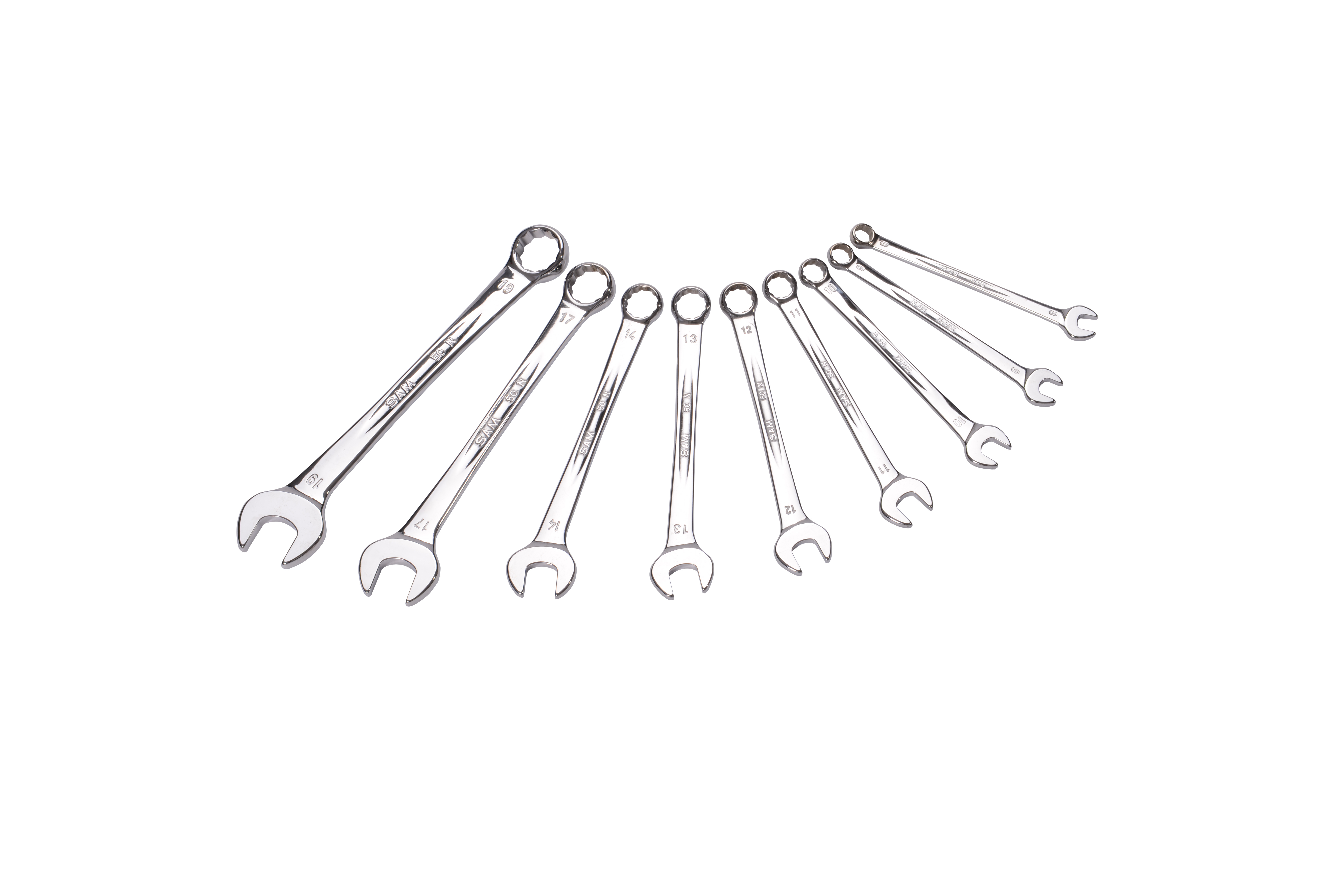 SAM 9-Piece Combination Spanner Set, 8 To 19 mm