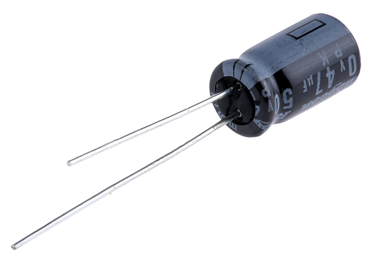 Rubycon 47 μF Capacitor 50V dc, Radial, Through Hole Radial Lead