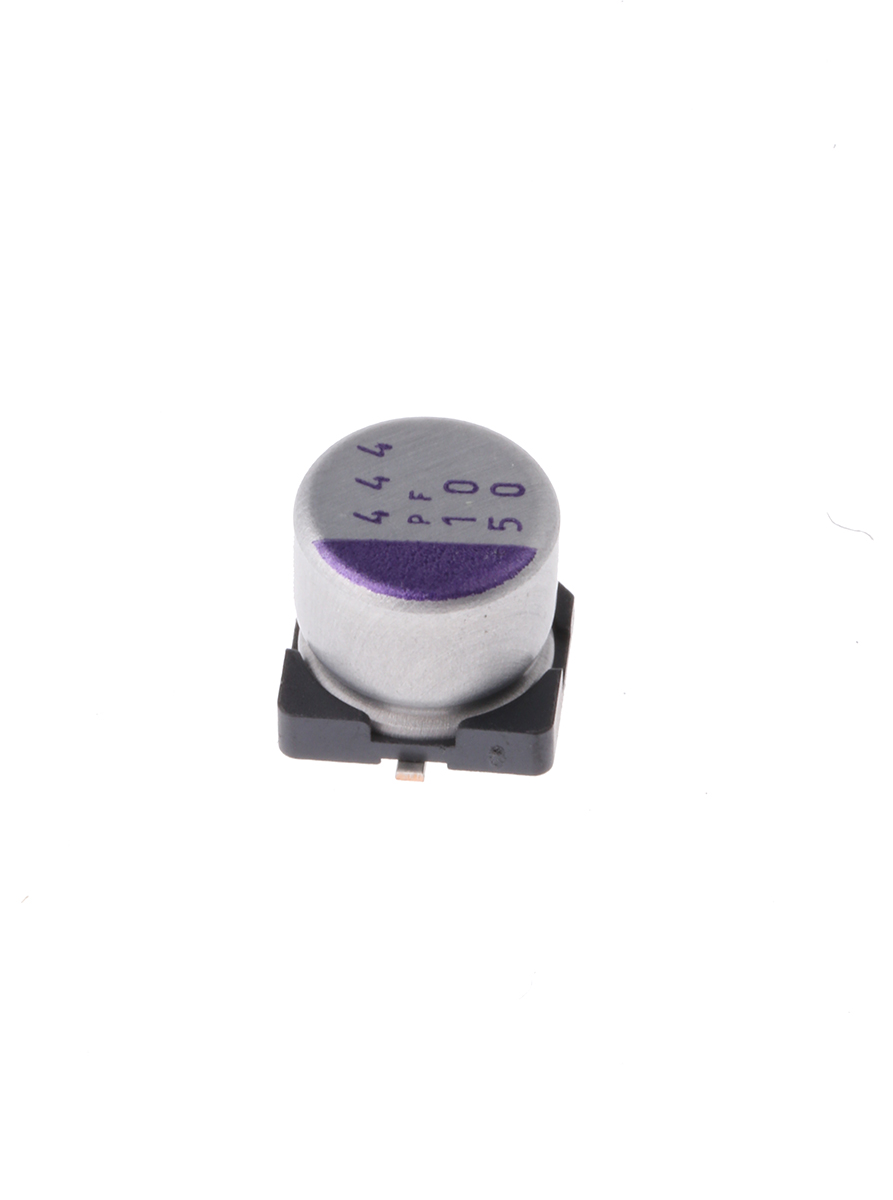 Panasonic 10 μF Surface Mount Polymer Capacitor, 50V dc