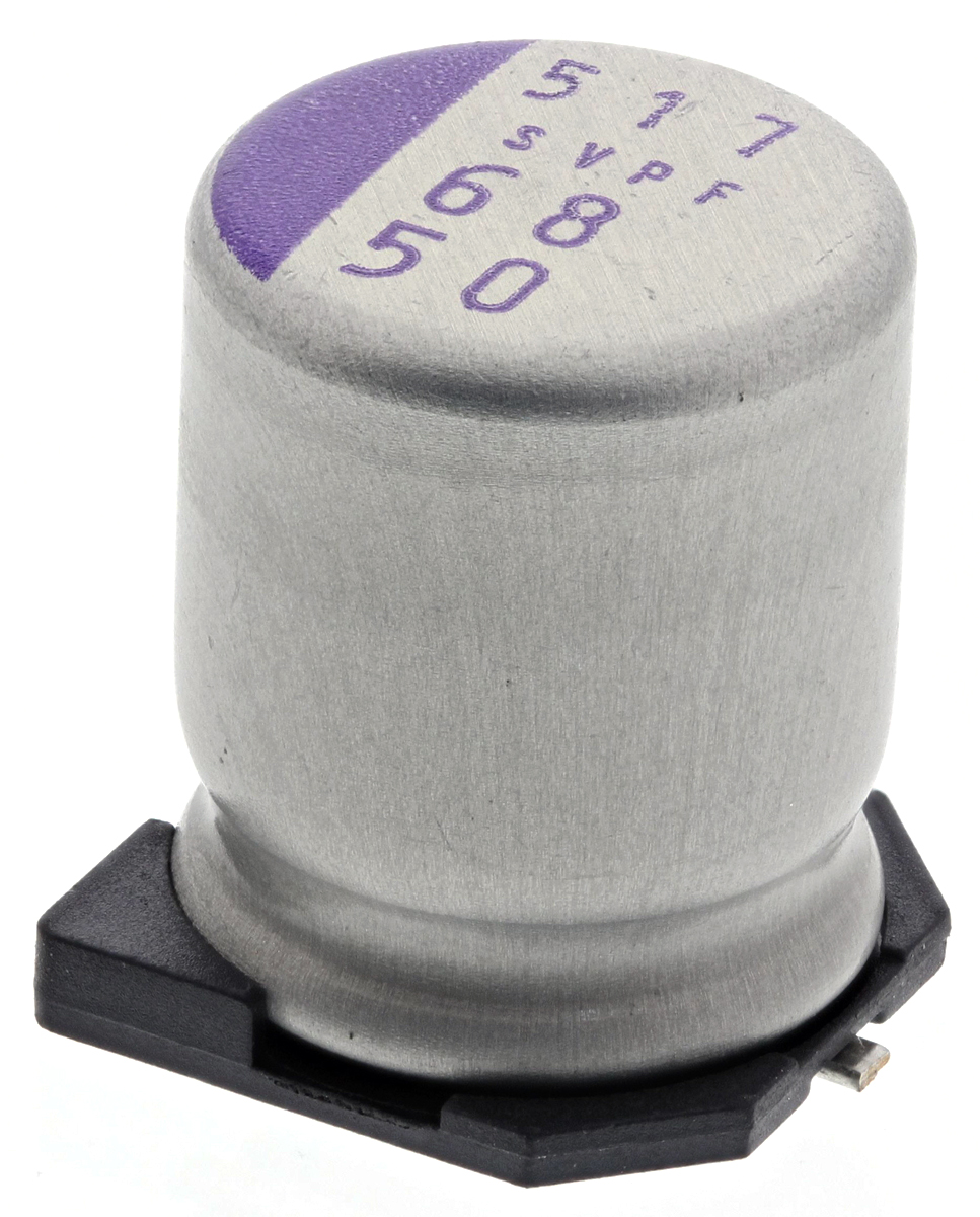 Panasonic 68 μF Surface Mount Polymer Capacitor, 50V dc