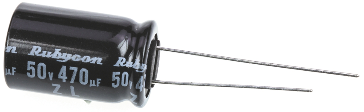 Rubycon 470 μF Capacitor 50V dc, Through Hole - 50ZL470MEFC12.5X20