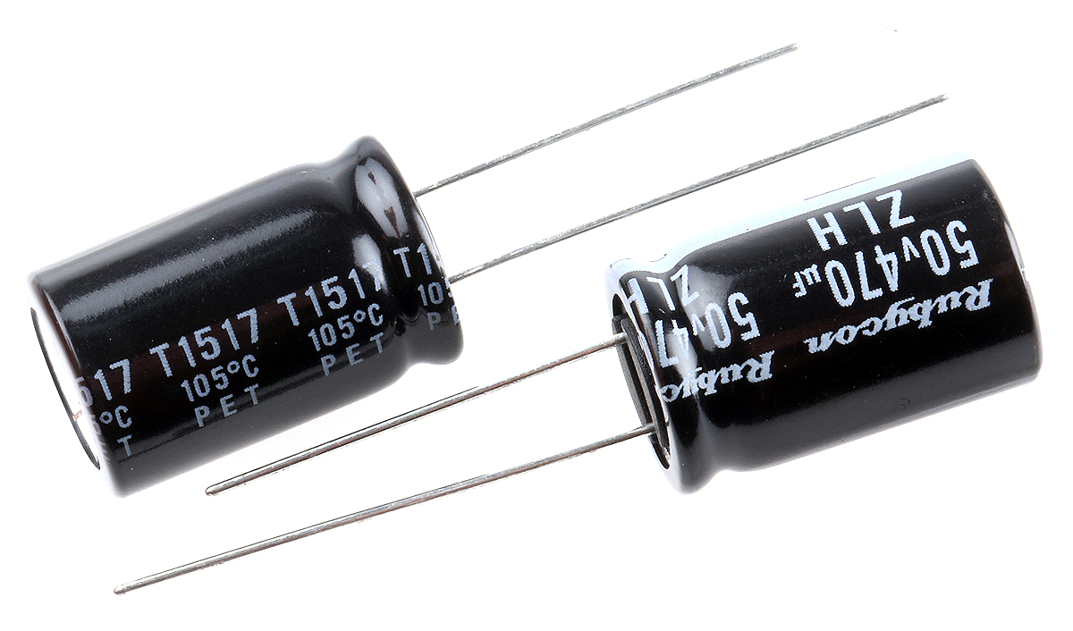 Rubycon 470 μF Capacitor 50V dc, Radial, Through Hole - 50ZLH470MEFC12.5X20