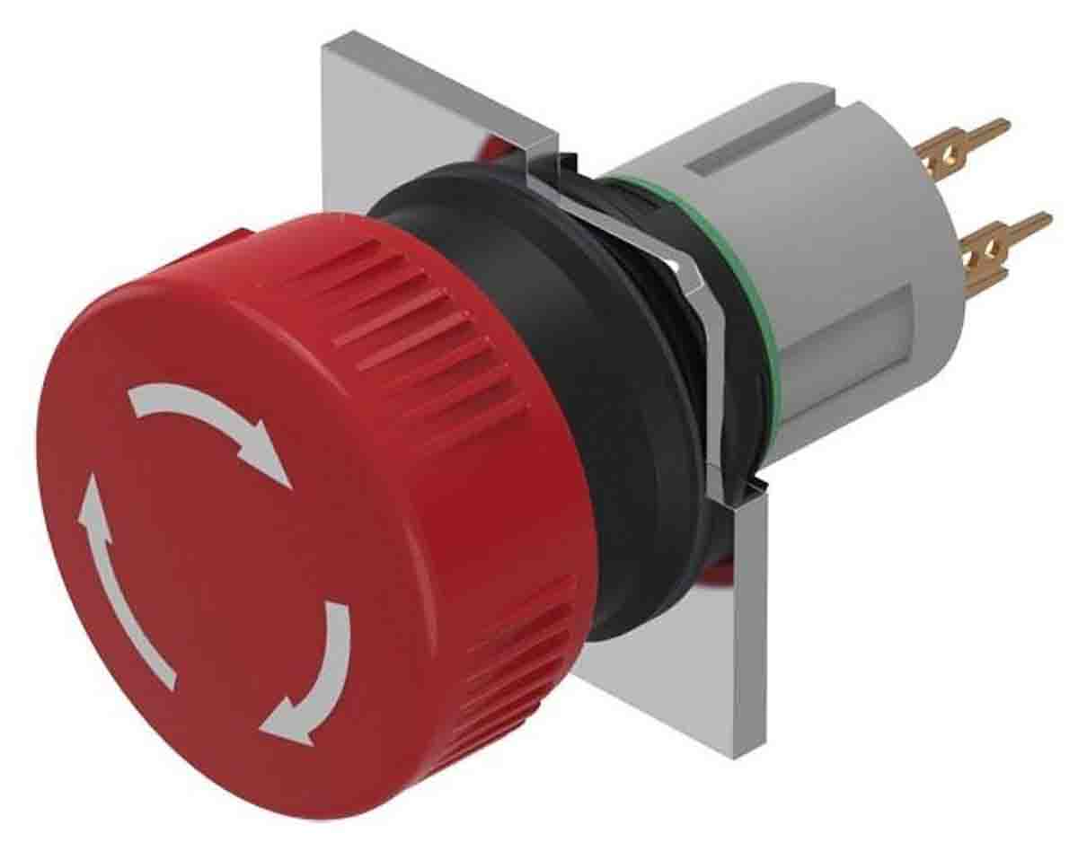 51-256026 EAO 51 Series Maintained Emergency Stop Push Button, 16 mm Cutout, SPST, IP65