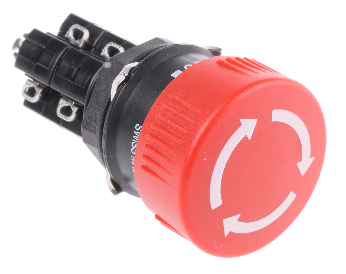EAO 01 Series Maintained Emergency Stop Push Button, Panel Mount, 16 mm Cutout, DPST, IP65