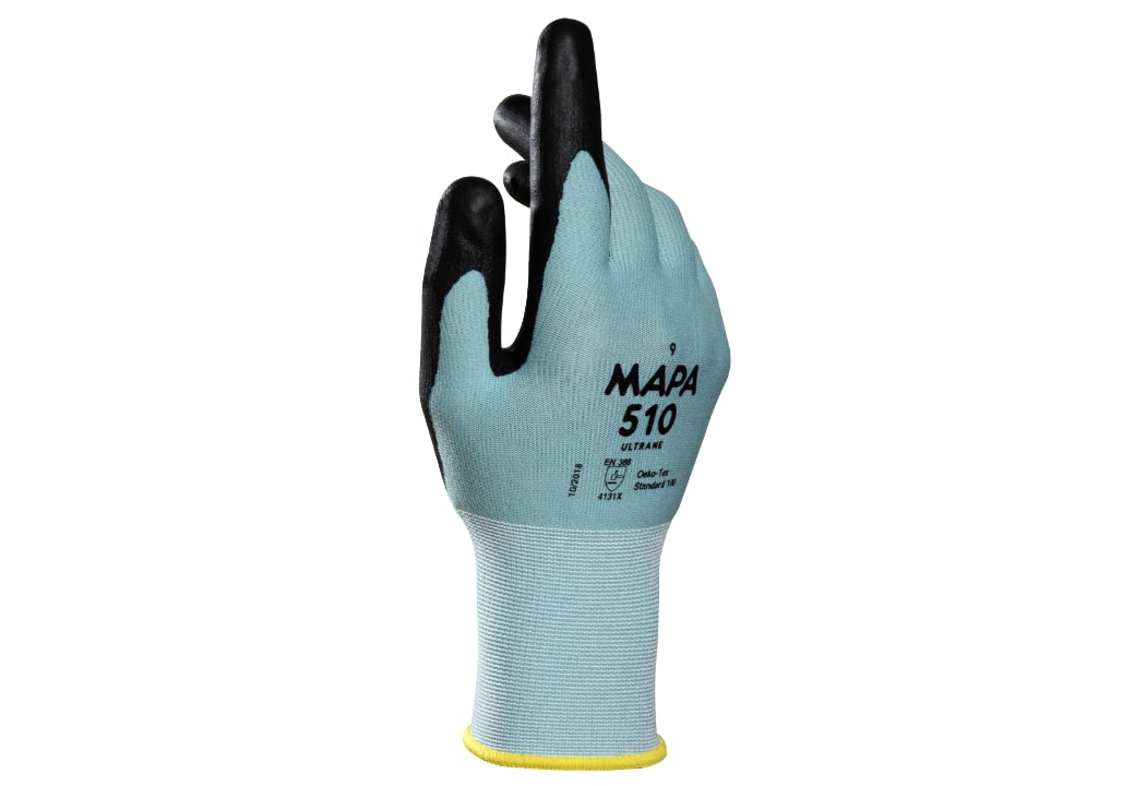 Mapa ULTRANE 510 Green Polymer Work Gloves, Size 10, Aqua Polymer Foam Coating