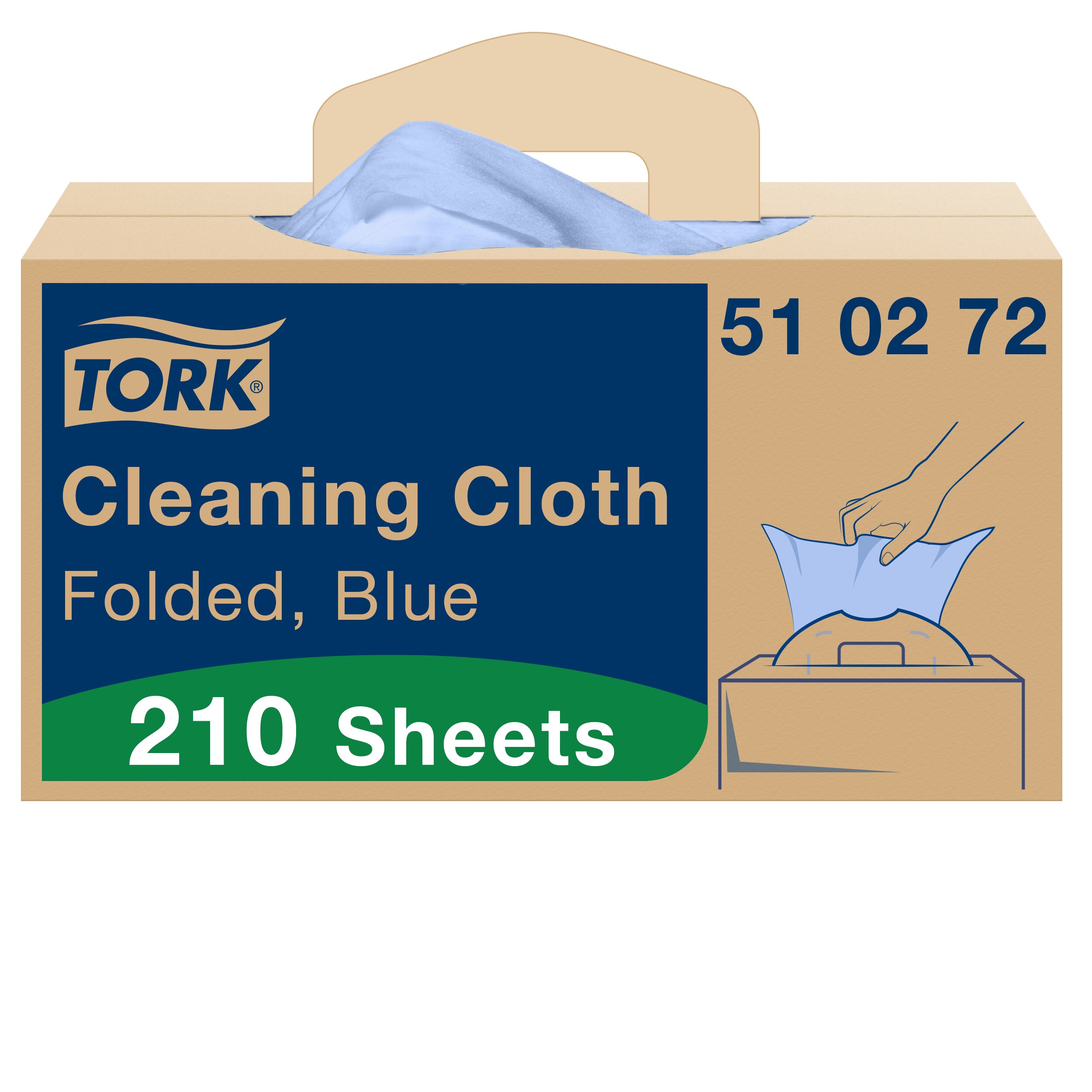Tork Blue Non-Woven Fabric Cloths for Multi Purpose Cleaning, Dry Use, Box of 210 Per Pack, 41.5 x 35.5 cm, Repeat Use