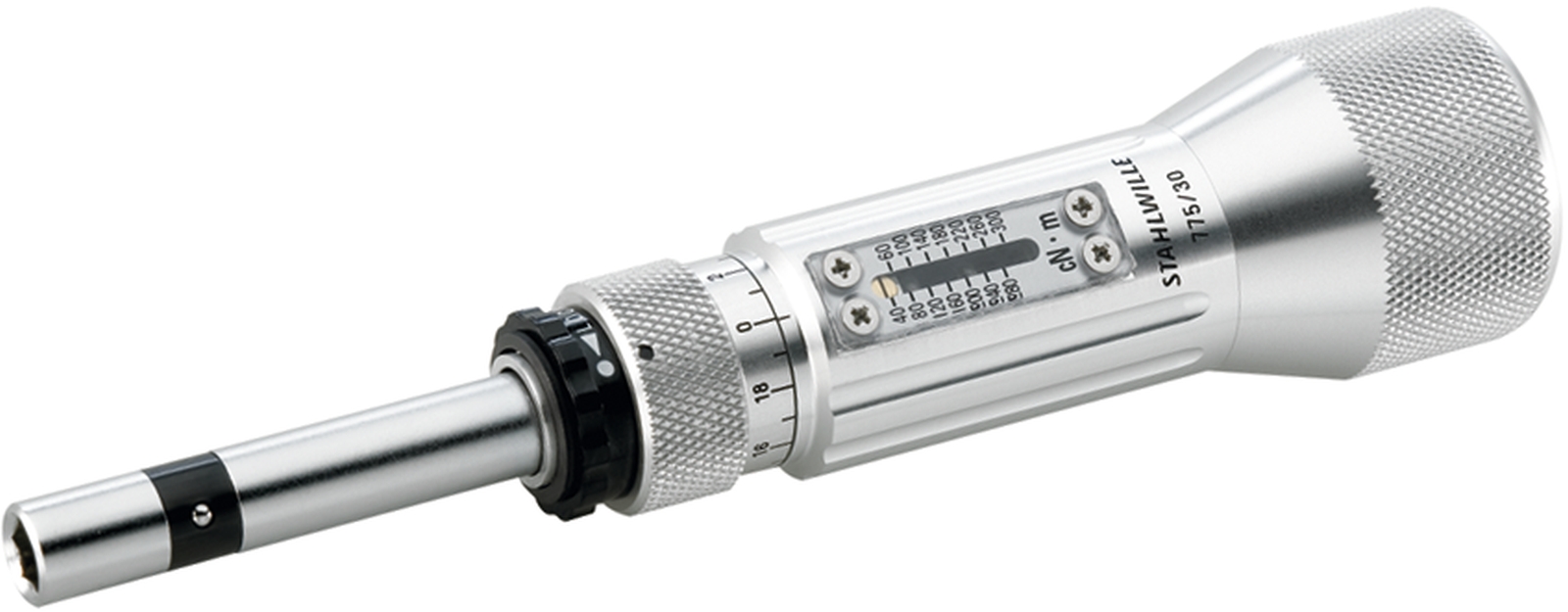 STAHLWILLE Calibrated Torque Screwdriver, 0.4 To 3 Nm, 1/4 in Drive, 6 % Accuracy
