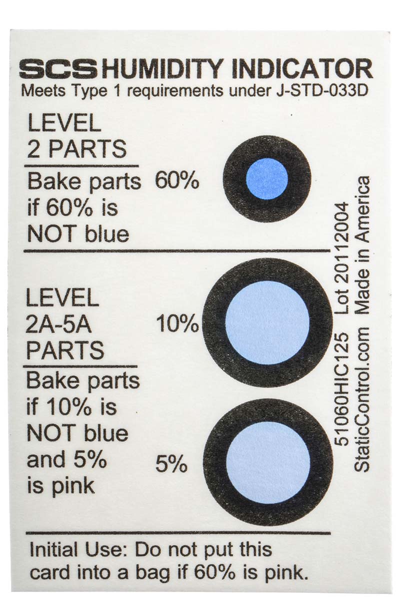 SCS Black, Blue Blotting Paper Impregnated with Cobaltous Chloride ESD Label Humidity Indicator Text 3 in x 2in