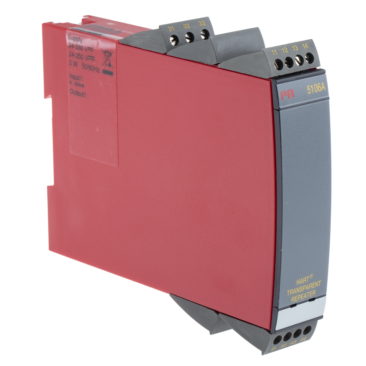 5106aba PR Electronics 5106A Series Transparent Repeater, Current Input, Current Output, 21.6 V ac, 253 V ac, 19.2V dc, 300 V dc