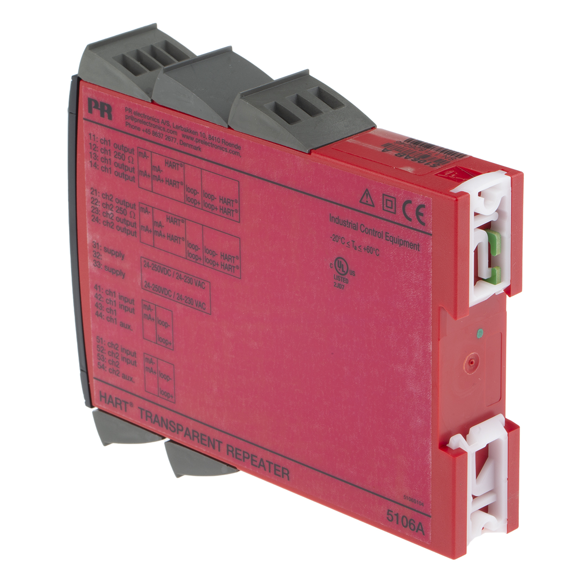 5106aba PR Electronics 5106A Series Transparent Repeater, Current Input, Current Output, 21.6 V ac, 253 V ac, 19.2V dc, 300 V dc