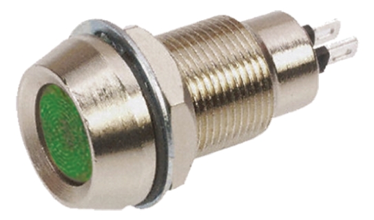 Marl 512 Series Panel Mount LED Indicator, Green Panel Mount Indicator, Solder Tab Termination 28V dc 20 mA, IP67, 12.7