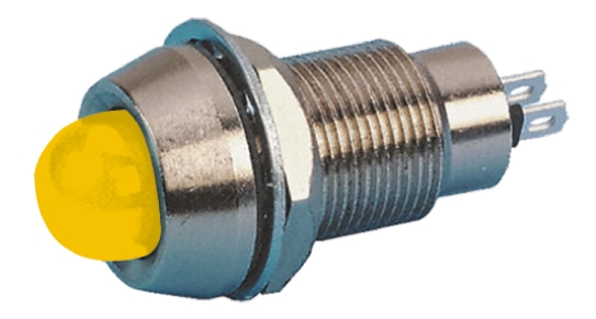 Marl Yellow Panel Mount Indicator, 24V dc, Solder Tab Termination, IP67