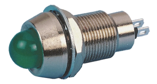 Marl 514 Series Panel Mount LED Indicator, Green Panel Mount Indicator, Solder Tab Termination 12V dc 20 mA, IP67, 12.7