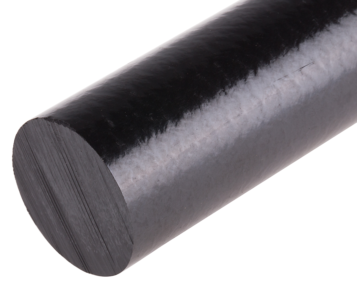 RS PRO Black Polyetheretherketone PEEK Rod, 300 mm x 30 mm Diameter