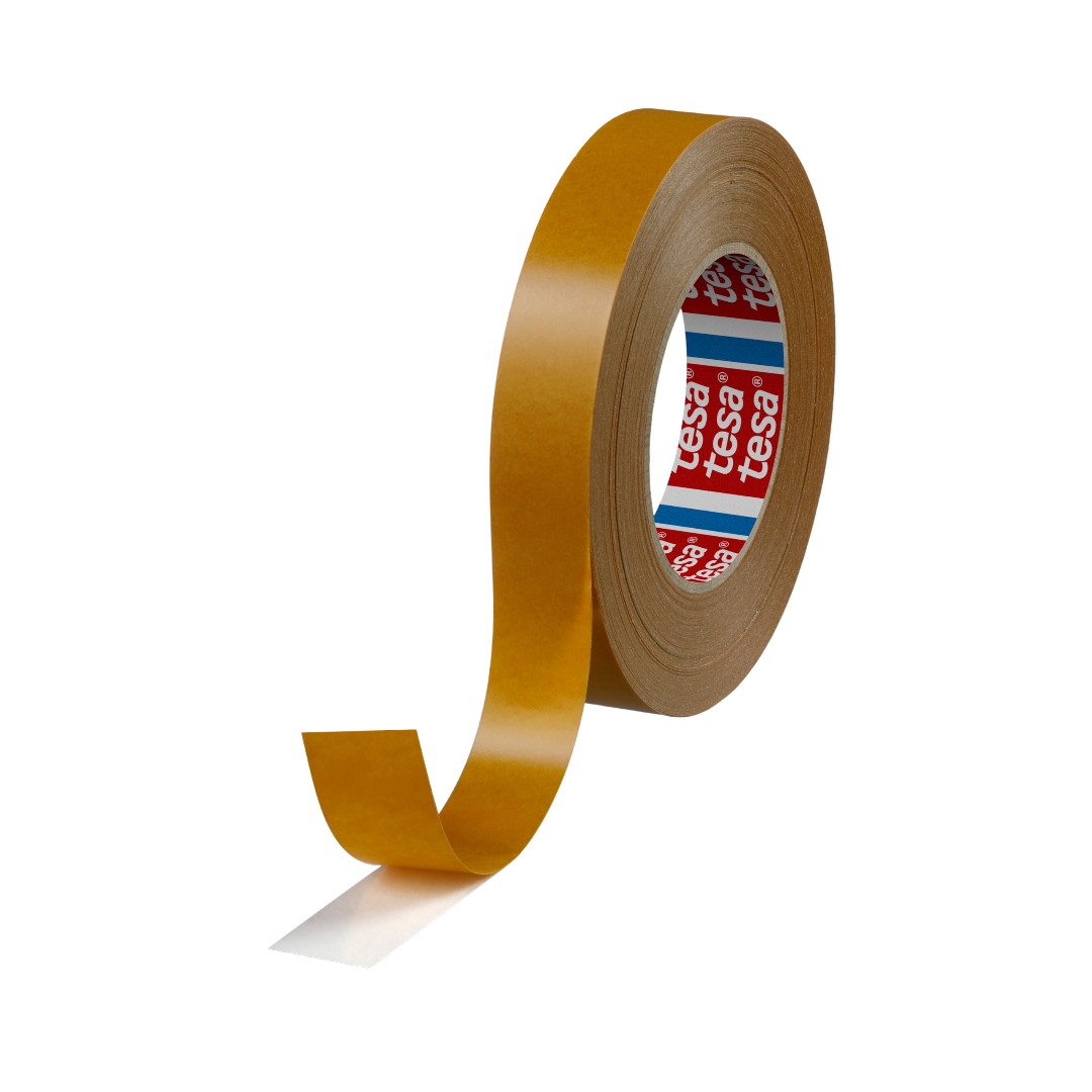 Tesa 51571 Translucent Double Sided Cloth Tape, 0.16 mm Thick, 13N/cm 9N/cm, Non-Woven Backing, 25mm x 50 m