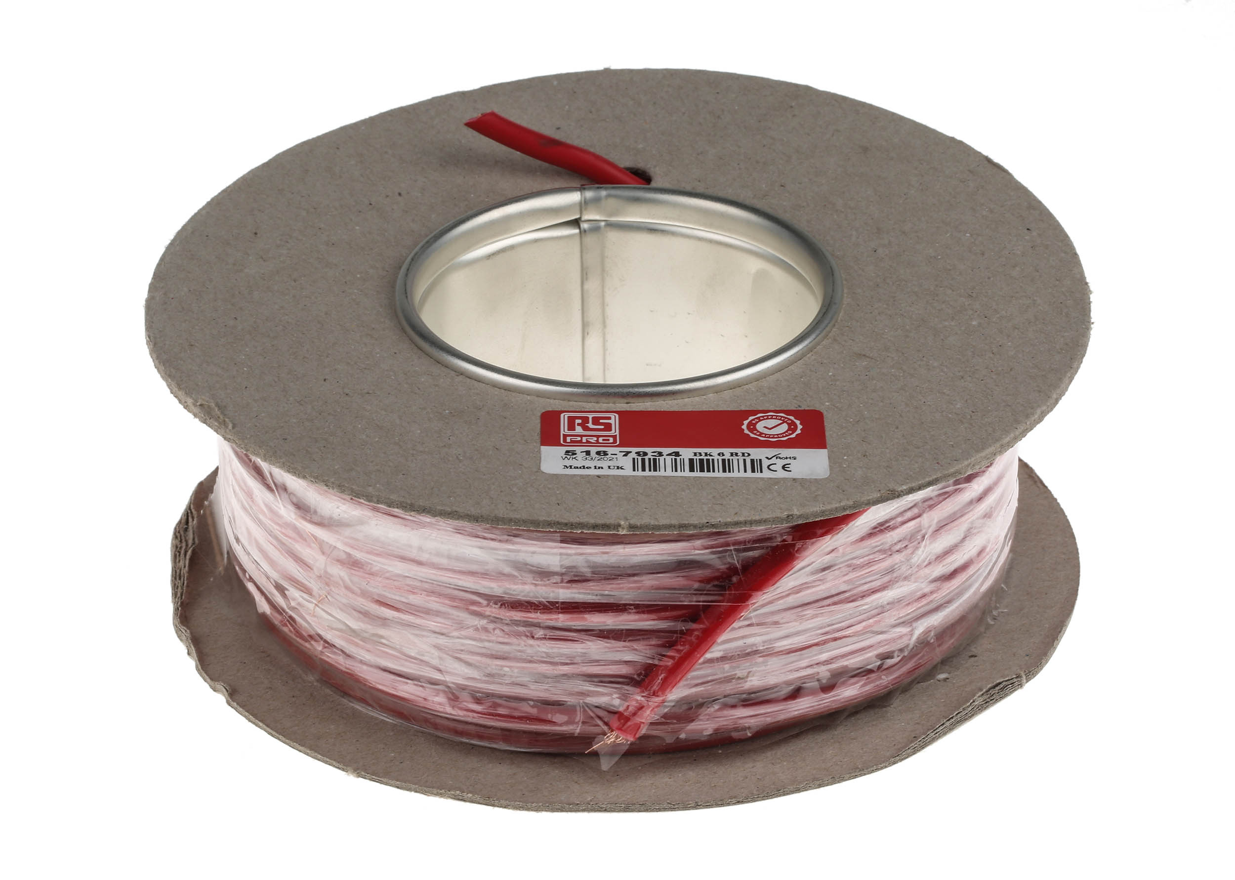 516-7934 RS PRO FLEXIBLE BK Series Red 6 mm² Hook Up Wire, 9 AWG, 80, 25 m, Polyvinyl Chloride, Polyvinyl Chloride