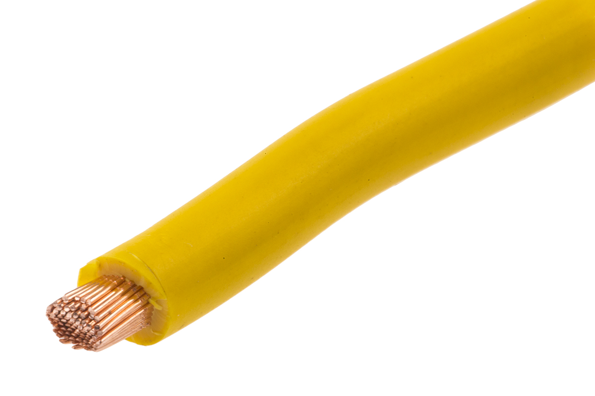 RS PRO FLEXIBLE BK Series Yellow 6 mm² Hook Up Wire, 9 AWG, 80, 25 m, Polyvinyl Chloride