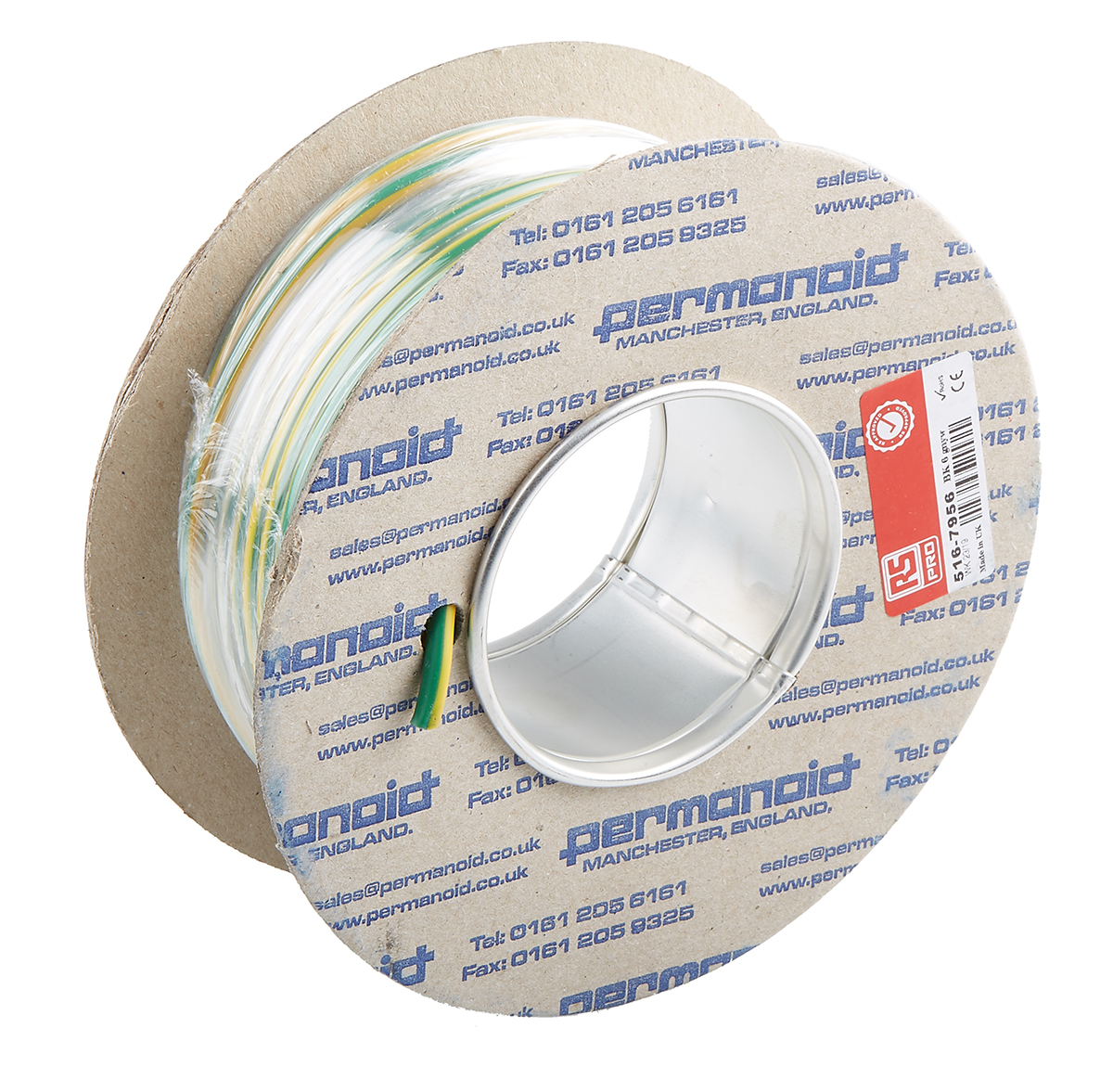 516-7956 RS PRO FLEXIBLE BK Series Green, Yellow 6 mm² Hook Up Wire, 9 AWG, 80, 25 m, Polyvinyl Chloride, Polyvinyl Chloride