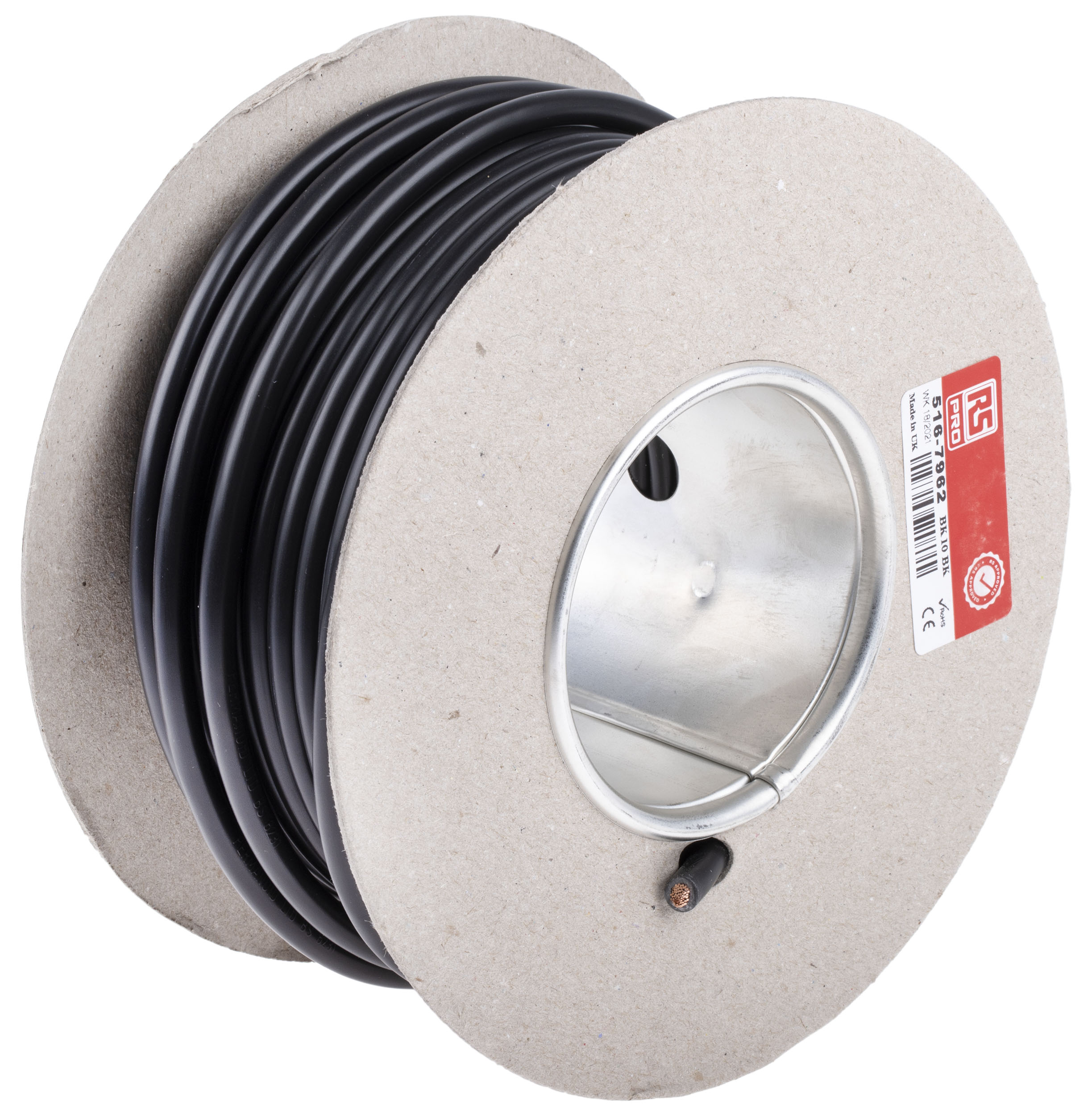 516-7962 RS PRO FLEXIBLE BK Series Black 10 mm² Hook Up Wire, 7 AWG, 72, 25 m, Polyvinyl Chloride, Polyvinyl Chloride