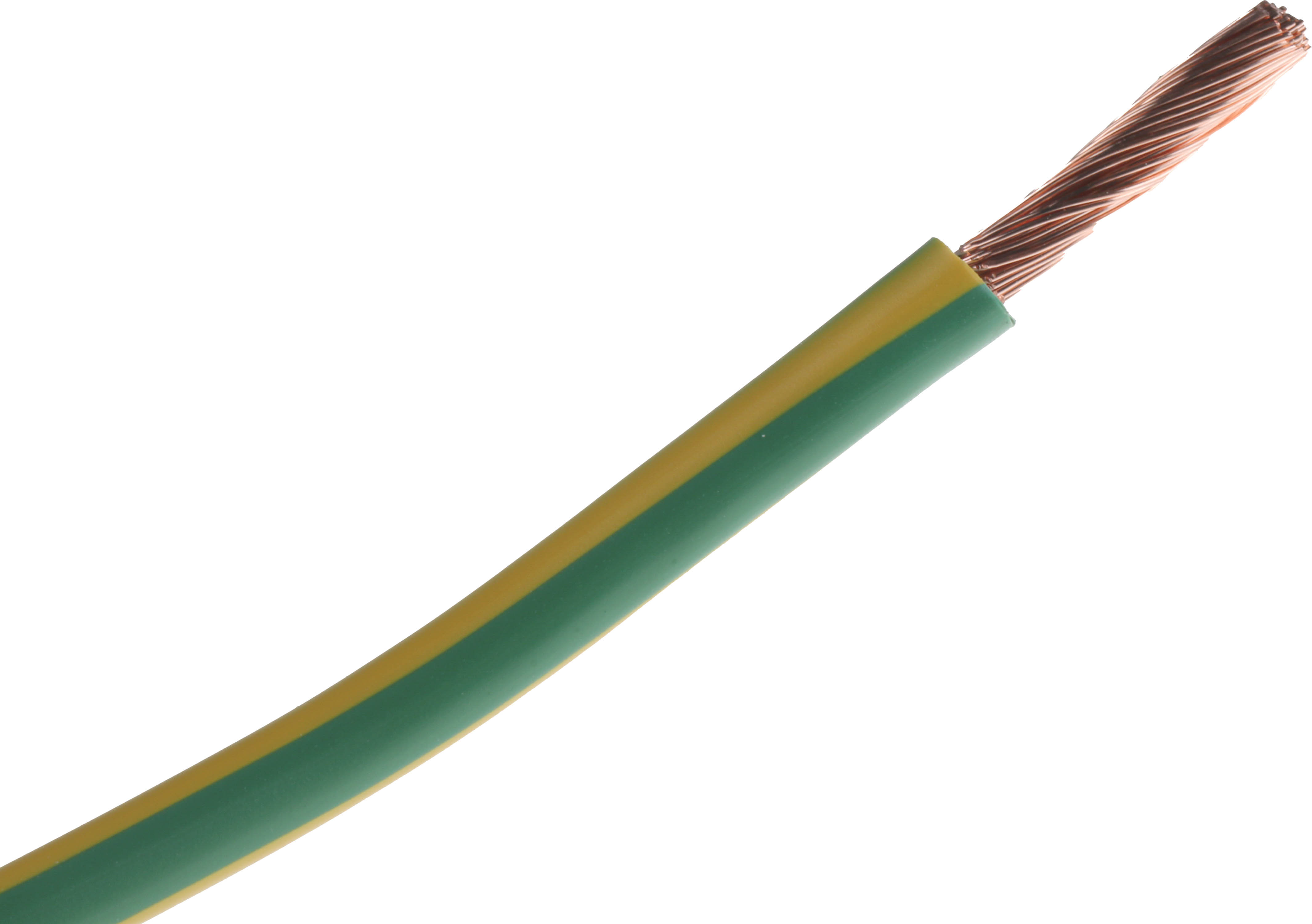 RS PRO FLEXIBLE BK Series Green, Yellow 10 mm² Hook Up Wire, 7 AWG, 80, 25 m, Polyvinyl Chloride