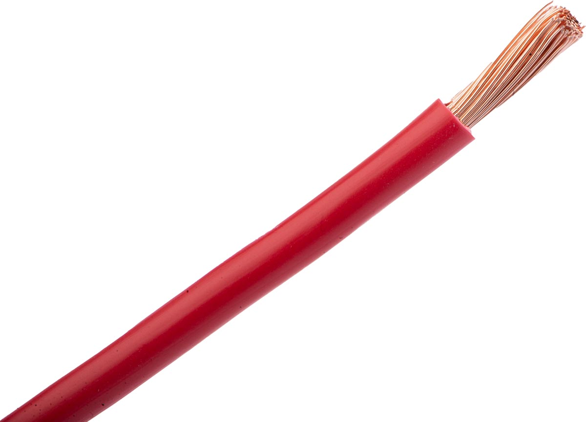 RS PRO FLEXIBLE BK Series Red 16 mm² Hook Up Wire, 5 AWG, 126, 25 m, Polyvinyl Chloride, Polyvinyl Chloride