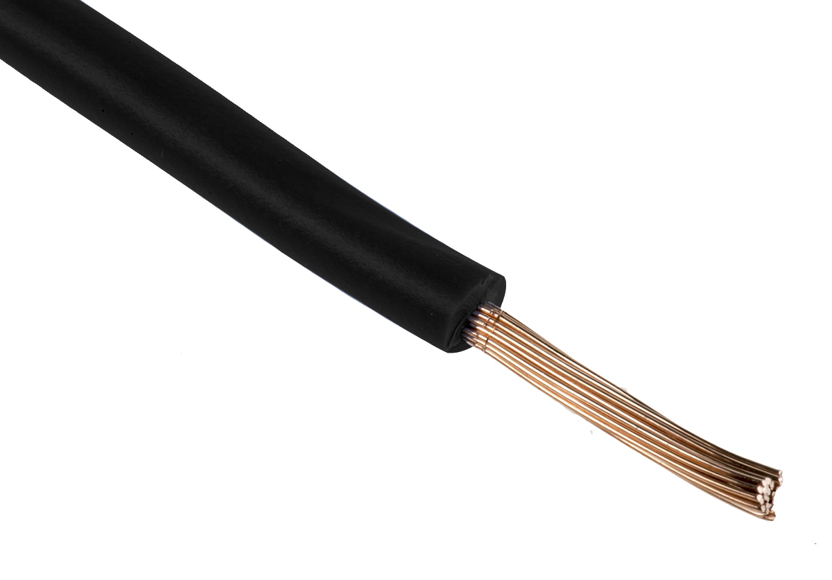RS PRO FLEXIBLE BK Series Black 25 mm² Hook Up Wire, 3 AWG, 196, 25 m, Polyvinyl Chloride, Polyvinyl Chloride