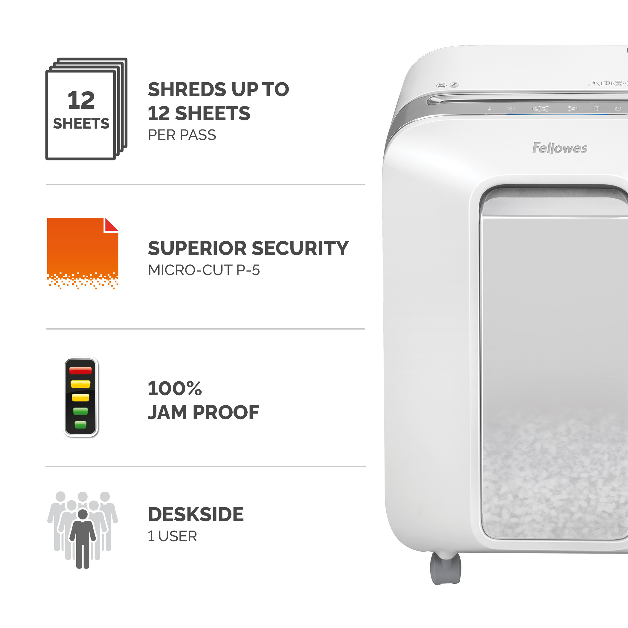 5160101 Fellowes Powershred, Powershred LX201 Powershred LX201 22 L Micro Shredder